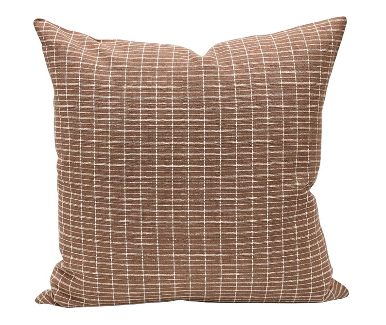 Kufri Hiroki in Dusty Mauve Cream white and tan dots Hmong KRINTO pillow combination #2 Pillow set Designer Nisa Mave on Natural Linen