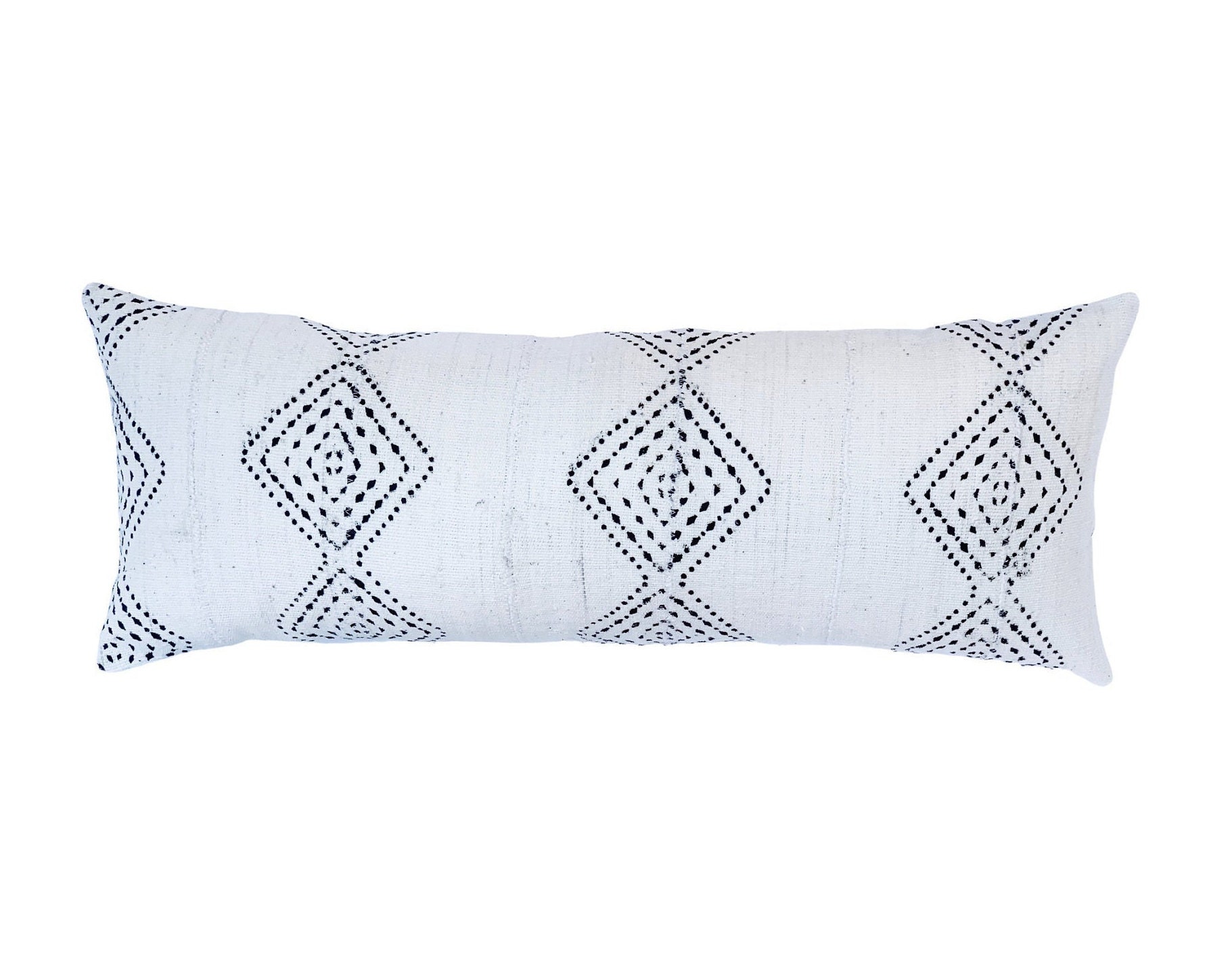 Extra Long Lumbar Pillow African Pillow White Mudcloth | Etsy