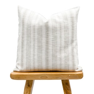 White and Tan Stripe Pillow Cover 22x22, Boho Woven Pillow Cover 20x20, White Striped Vintage Hmong Pillow Cover , Throw Pillow Covers Boho