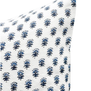 Designer Floral in Navy Blue on Off White Linen Pillow Cover, Small Flowers Floral Pillow cover, Decorative Throw Pillow, Farmhouse pillow image 2