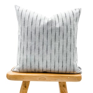 Grey with Black Stripes Woven Pillow Cover, Neutral pillow, Grey Ikat pillow, Heavyweight Ikat pillow cover, Farmhouse pillow cover