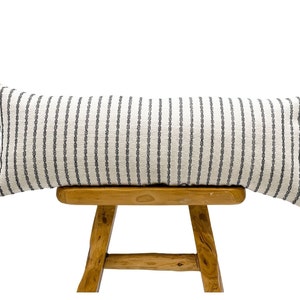 Extra Long Lumbar Pillow Cover, Oversized Lumbar pillow, Handwoven pillow Cover, modern pillow, White and black Pillow, Neutral Pillow