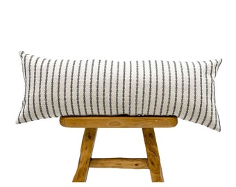 Extra Long Lumbar Pillow Cover, Oversized Lumbar pillow, Handwoven pillow Cover, modern pillow, White and black Pillow, Neutral Pillow