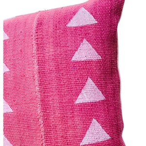 Authentic African Pillow, Lumbar Pillow, Pink Mudcloth Pillow, Pink and White triangles Pillow Cover , Throw Pillow cover, Cushion 14x20 image 2