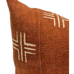 Authentic African Pillow, Handwoven Mudcloth Pillow, Rust with Cream Abstract pattern Pillow Cover Throw Pillow cover, Sofa Cushion image 2