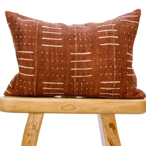 Mudcloth Pillow Cover, African Pillow, Lumbar Pillow, Brown Rust Mudcloth Cushion| Fall Decor Pillow| Throw Pillow, Mud Cloth Pillow