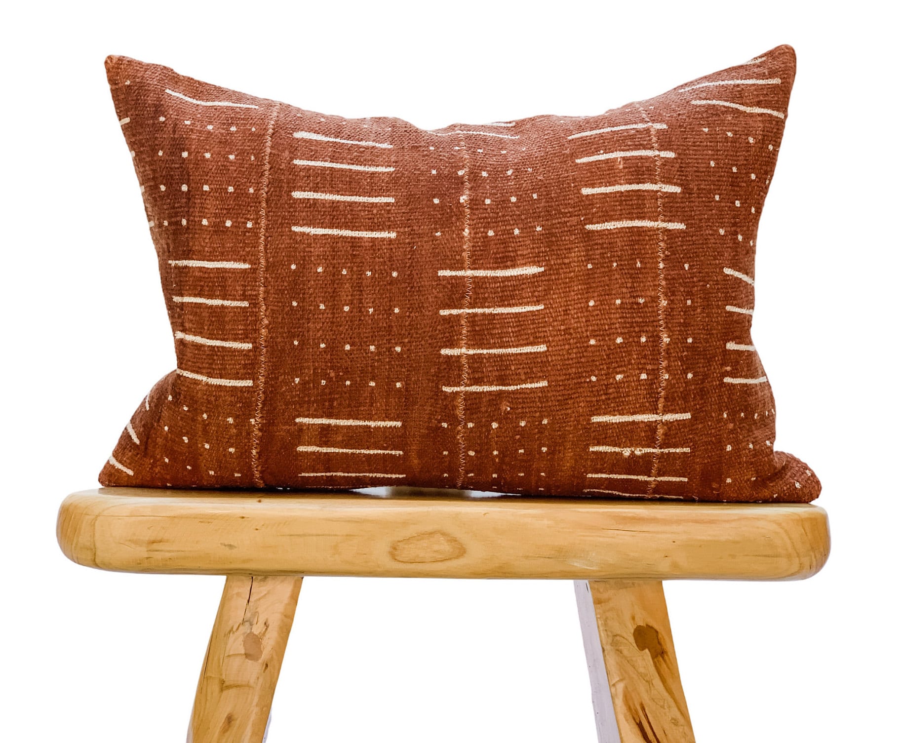 Rust Embroidered Extra Long Lumbar Pillow – Saffron + Poe