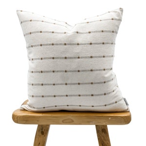 Off white Cream Striped Woven Pillow Cover, Neutral pillow, White hmong pillow, Cream and beige pillow, Farmhouse pillow, textured pillow