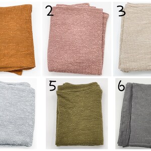 Oversized Linen Cotton Waffle Throw Blanket image 3