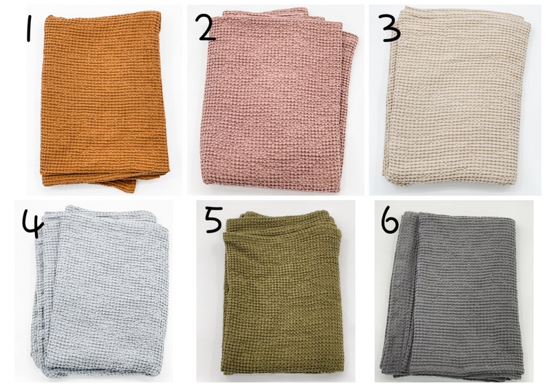 Oversized Linen Cotton Waffle Throw Blanket image 3