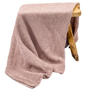 Oversized Linen Cotton Waffle Throw Blanket image 8