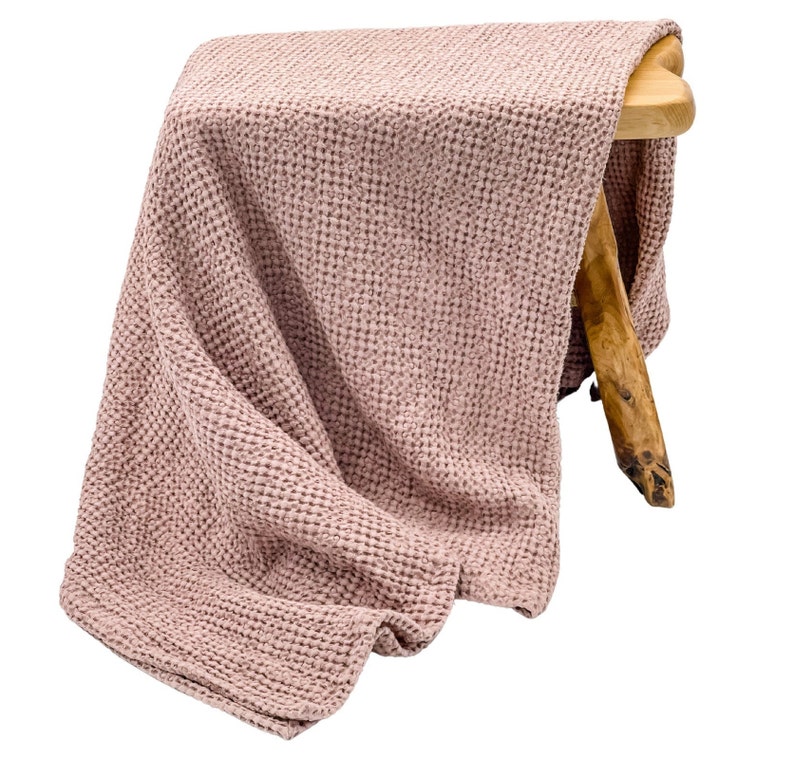 Oversized Linen Cotton Waffle Throw Blanket image 8