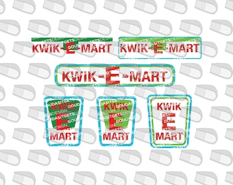 Kwik-E-Mart Logo Bundle - svg eps png dxf - The Simpsons Crafting Files - 6 designs
