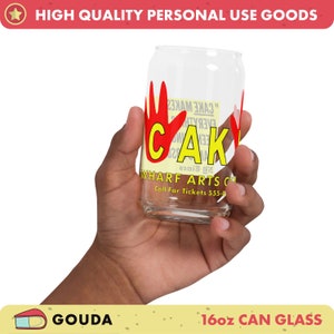 Bob&#39;s Burgers CAKE Drinking Cup - Bob Belcher Can-Shaped Glass - 16oz Thick and Durable Printed Glassware