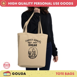 Cabas bio inspiré des Simpson - Sac cabas en sucre Farmer Homer's - Sac en coton bio respectueux de l'environnement