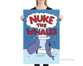 Los Simpsons bombardean las ballenas: póster de arte ambiental