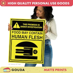 Bob&#39;s Burgers Human Flesh Warning Wall Art - Bob Belcher Matte Finished Print - Available in 4 Different Poster Sizes