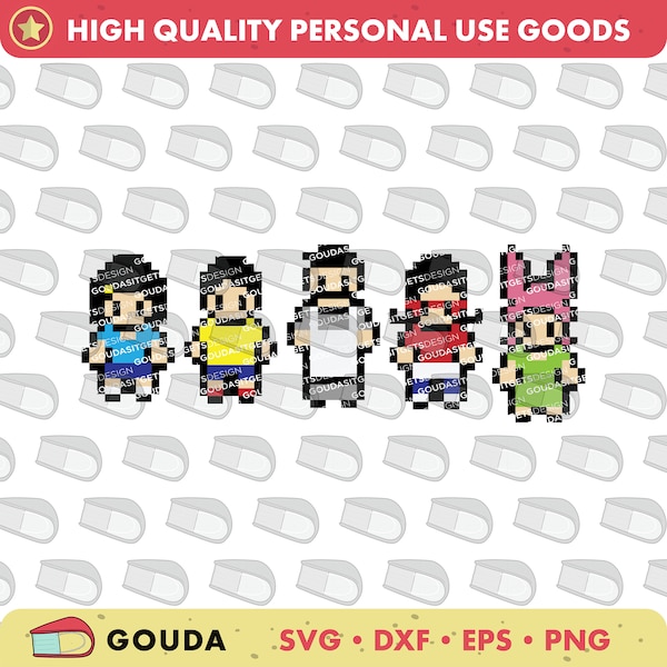 Pixel Belchers  svg - eps dxf png - cute bob's burgers designs perfect for stickers and crafts