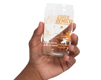 Helldivers A Taste of Democracy Drinking Cup - Helldivers Can-Shaped Glass - Helldivers 16oz Thick and Durable Printed Glassware