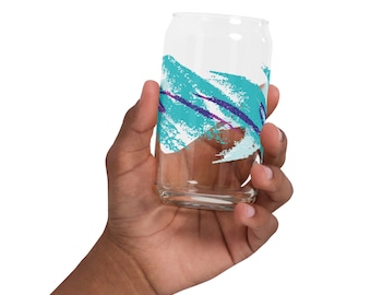 Jazz Can-Shaped Glass - Retro Style 16oz Drinking Glass - Physical Items  - Thick and Durable Printed Glassware