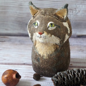 Lynx Keramik Dose Zuckerdose Küche Aufbewahrung Hand modelliert in Autor Tier Kunst Figur Zimmer Dekor Design Schnickschnack Regal