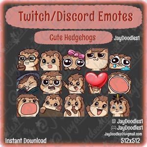 15 Cute Hedgehog Emote Starter Pack for Twitch/YouTube/Discord, Instant Download