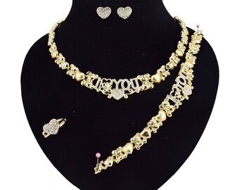 teddy bear necklace set