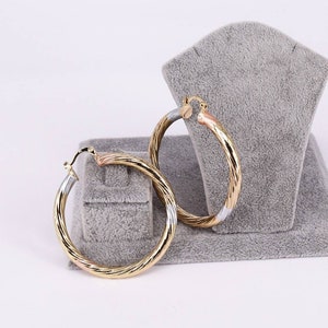 18k Gold Filled Bamboo Hoop Earrings - 50mm Heart Design - Gold Color
