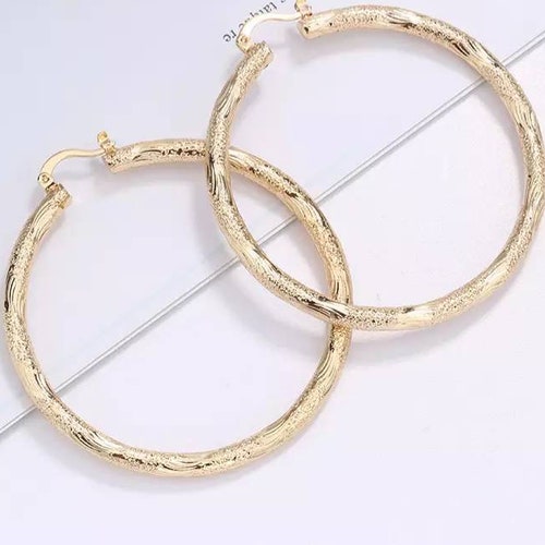 18k Layered Real Gold Filled Round Hoop Earring 20 Etsy
