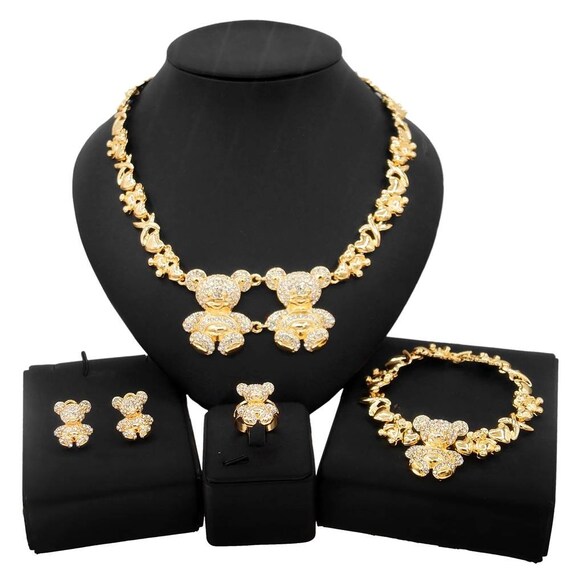 Hugs and kisses teddy bear necklace Clearance