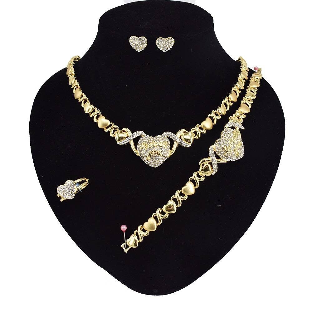 HUGS & KISSES Necklace With Bracelet 18" Xo Earrings, (Ring size…