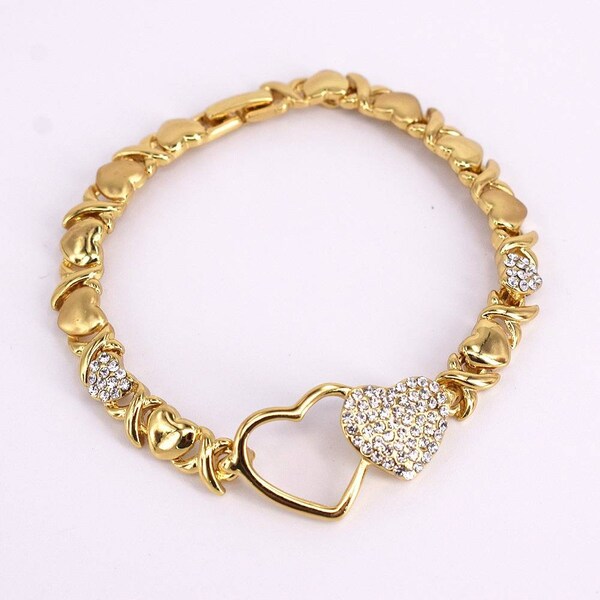 HUGS & KISSES bracelet 18k Layered real gold filled 7.5"  #1