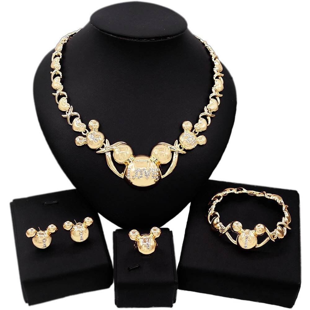 HUGS & KISSES teddy bear necklace bracelet earrings ring 18k Layered …