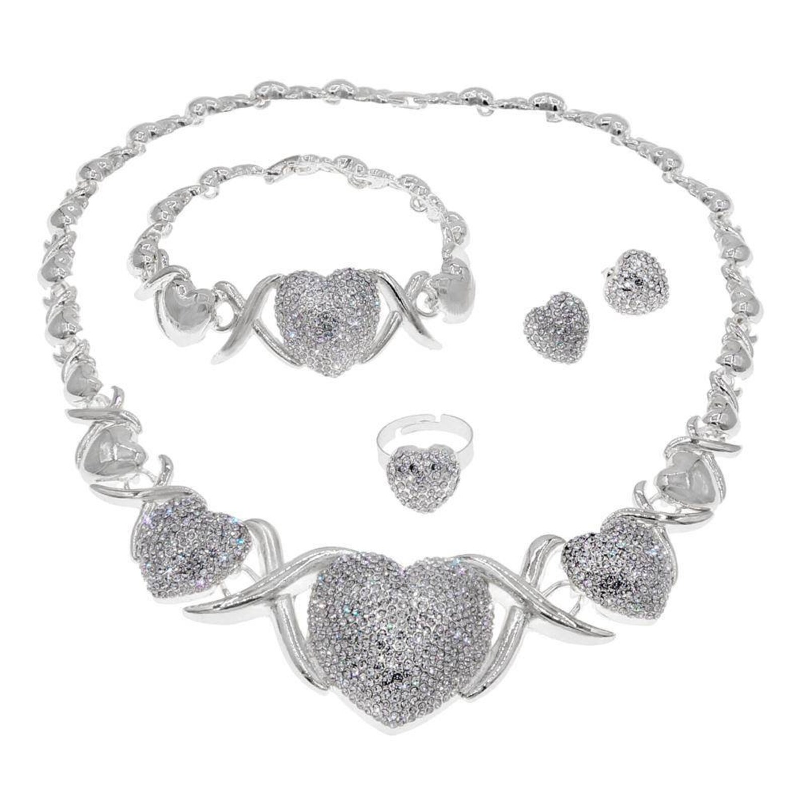 HUGS &KISSES Xo Set Necklace Bracelet Earrings Ring Silver Etsy UK