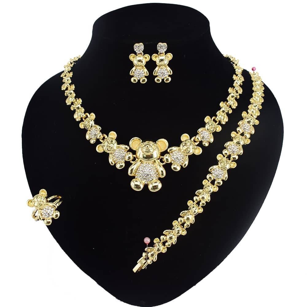 Hugs and kisses teddy bear necklace Clearance