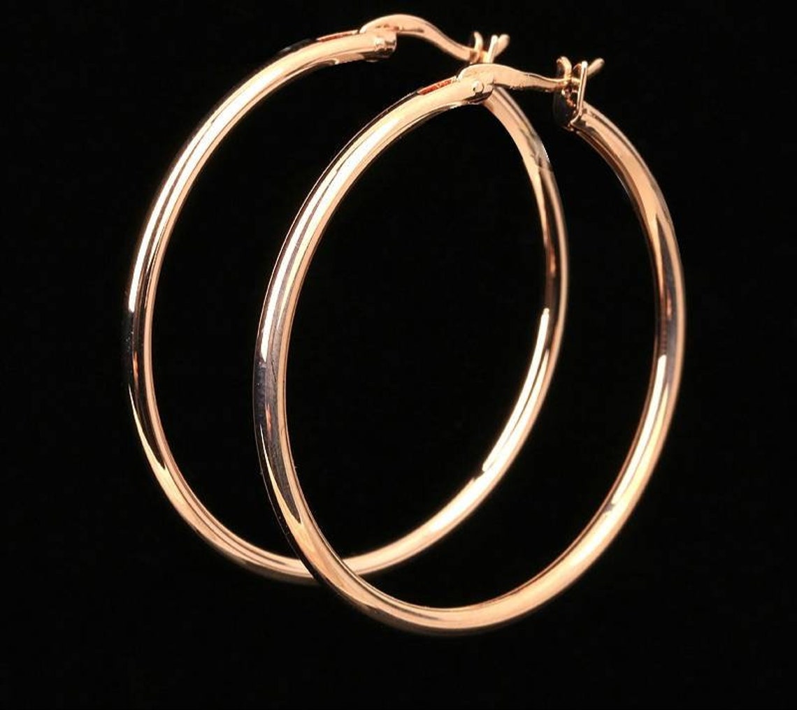 Extra Large Real Rose Gold Filled Round Hoop Earring 18k Etsy