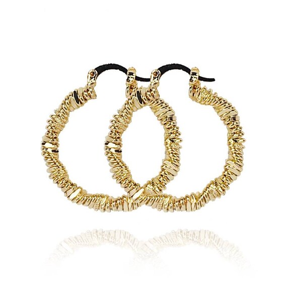 18K Gold Layered 8mm Thick Hoop Earrings, Chunk Gold Hoop, Fat Hoop Earrings 30mm