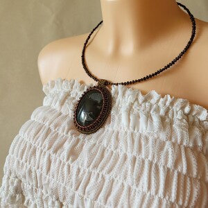 Simple and beautiful simbircite pendant. Handmade necklace. Women&#39;s accessories. Gift for Her. Handmade jewelry. Beaded jewelry.