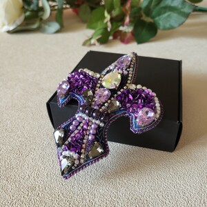 Handmade brooch. Fleur de lis brooch. Womens accessories. Beaded jewelry. Embroidered brooch. Gift for Her. Pin brooch. Gift idea.