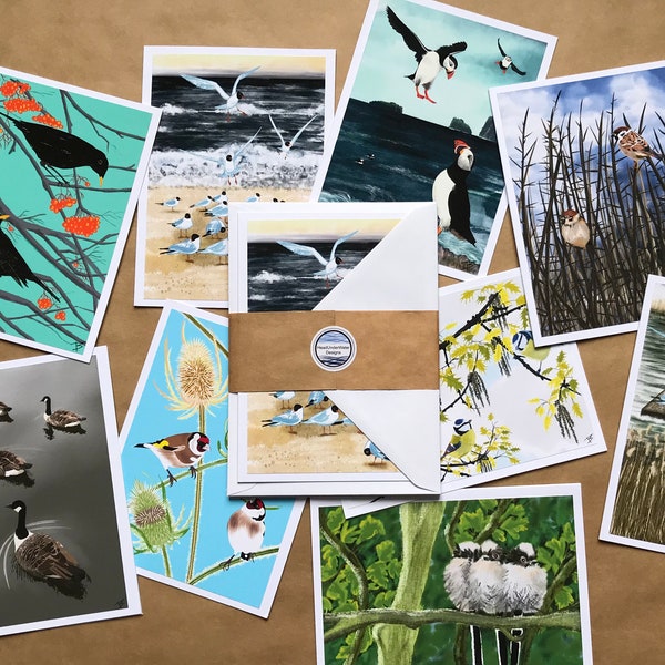 Pick & Mix Card Selection, Pack of any 3 cards, Choose your own cards, Bird card selection pack, British bird card pack, wildlife card set,