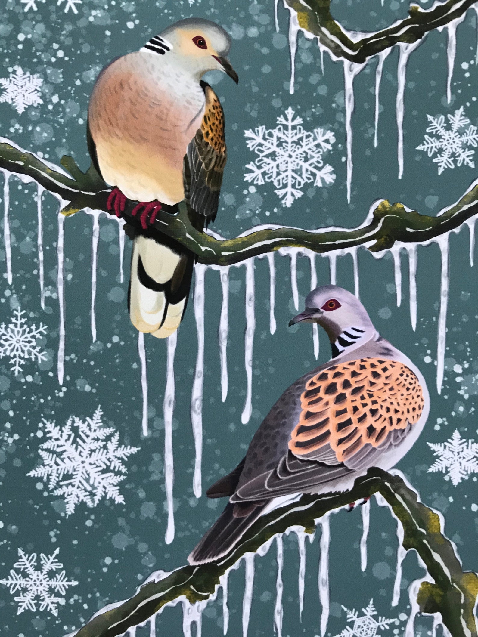 2 Turtle Doves Christmas Card 12 Days Of Christmas Handmade Etsy UK