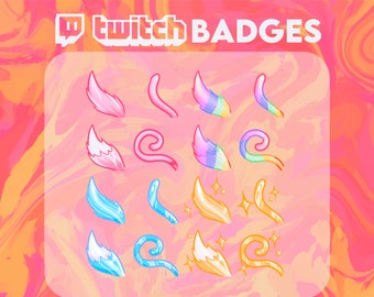 Cute Cat / Fox Tail Sub & Bit Badges | Channel Point Icons for Twitch