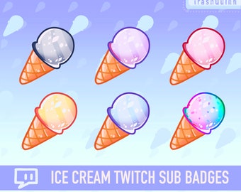 Pastel Ice Cream Sub / Bit Badges for Twitch