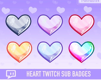 Cute Heart Sub / Bit Badges for Twitch & Discord