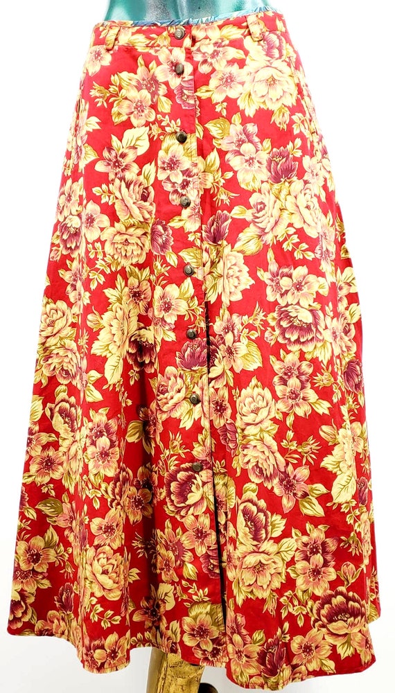 Vintage Retro 90s Floral Maxi Skirt High Waist Liz Sp… - Gem