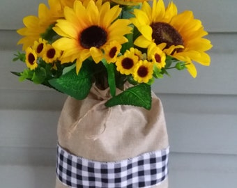 Sunflower wreath, Sunflower burlap door hanger