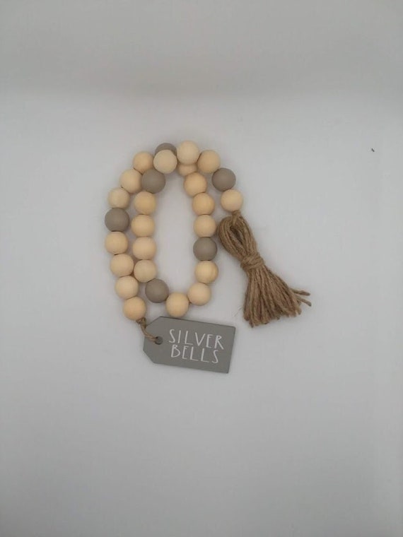 Christmas Beaded Garland, Christmas Bead Garland, Silver Bells