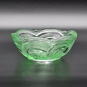 Compote bowl Merkur pressed glass green from 1935