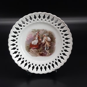 Decorative plate with openwork rim, Rococo motif around 1910 to 1920