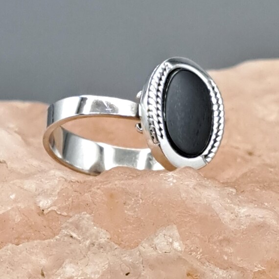 Statement ring silver 835 with beautiful set blac… - image 9